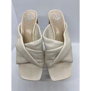 NWOB VINCE CAMUTO Heel Slides Sandals Leather Upper & Lining Bone SZ 6